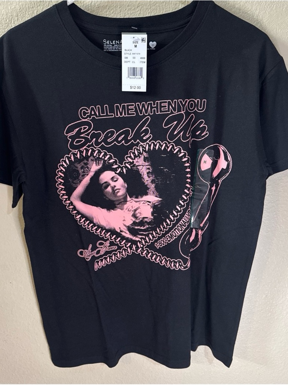 Selena Gomez Black Graphic Tee with White Print